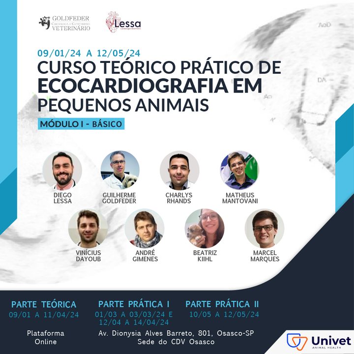 Curso Teórico-Prático de Ecocardiografia em Pequenos Animais 2024